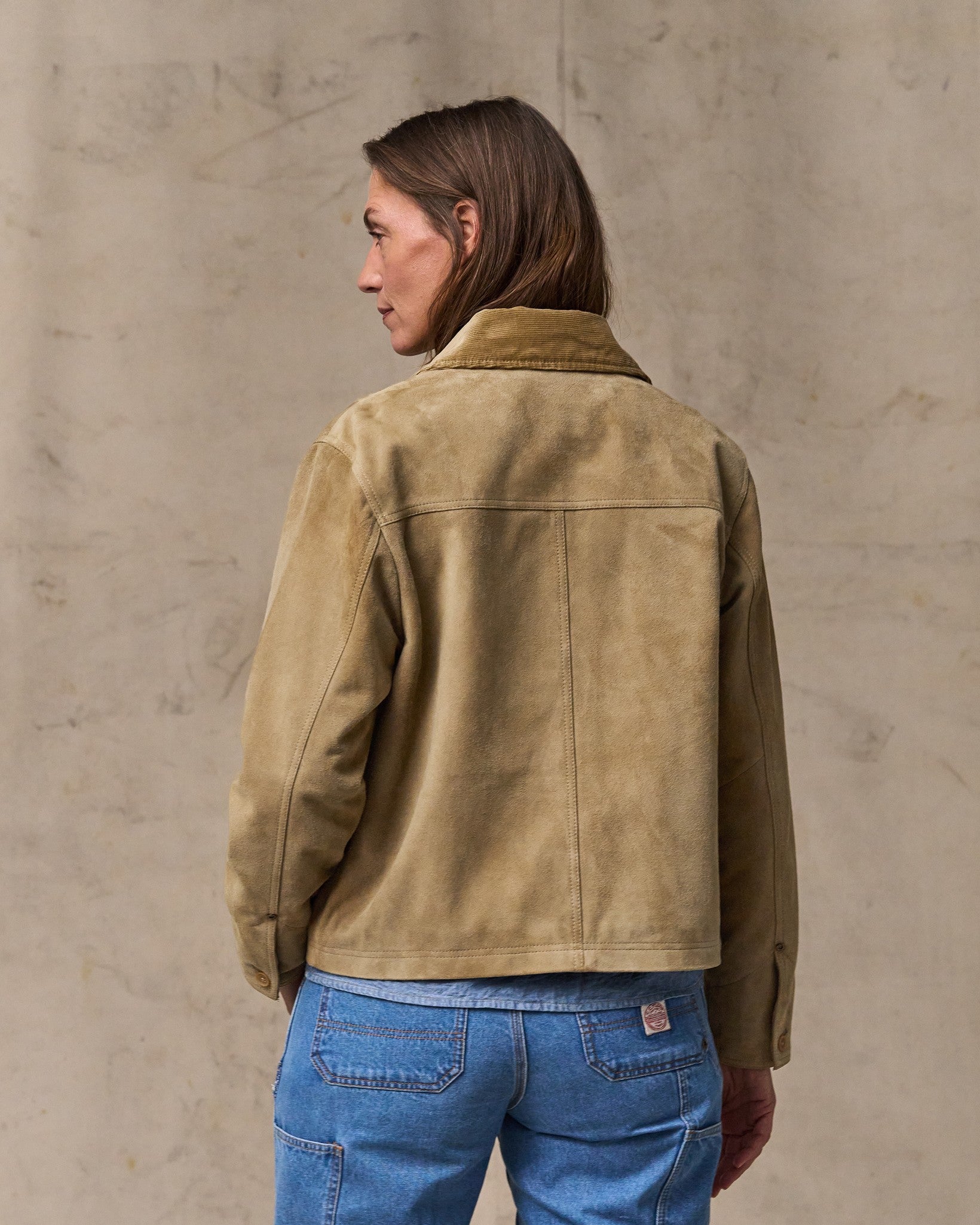 Alternative view of Women's Short Suede Barn Jacket - Light Gray