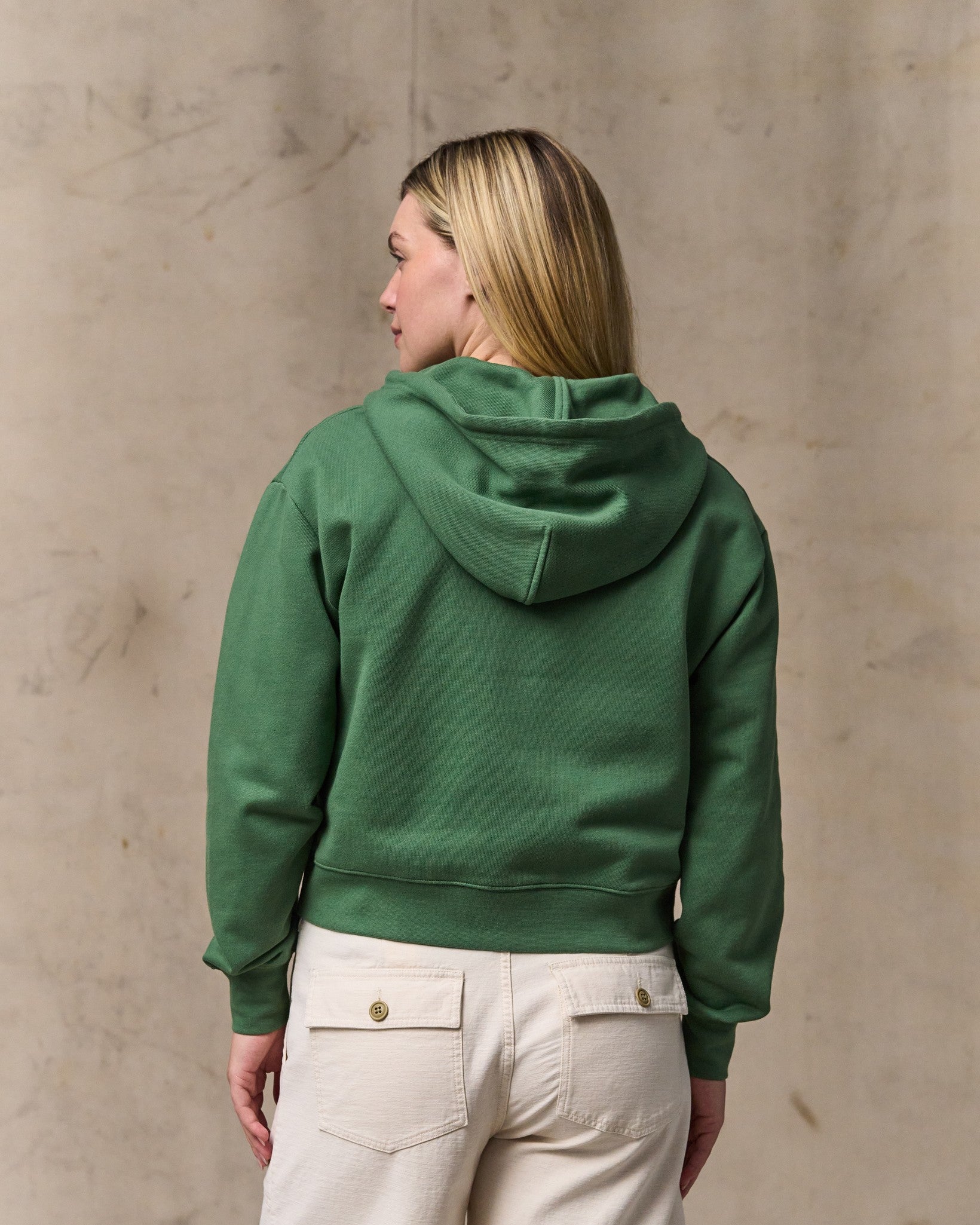 Alternative view of Women's French Terry Half-zip Hoodie - Light Forest