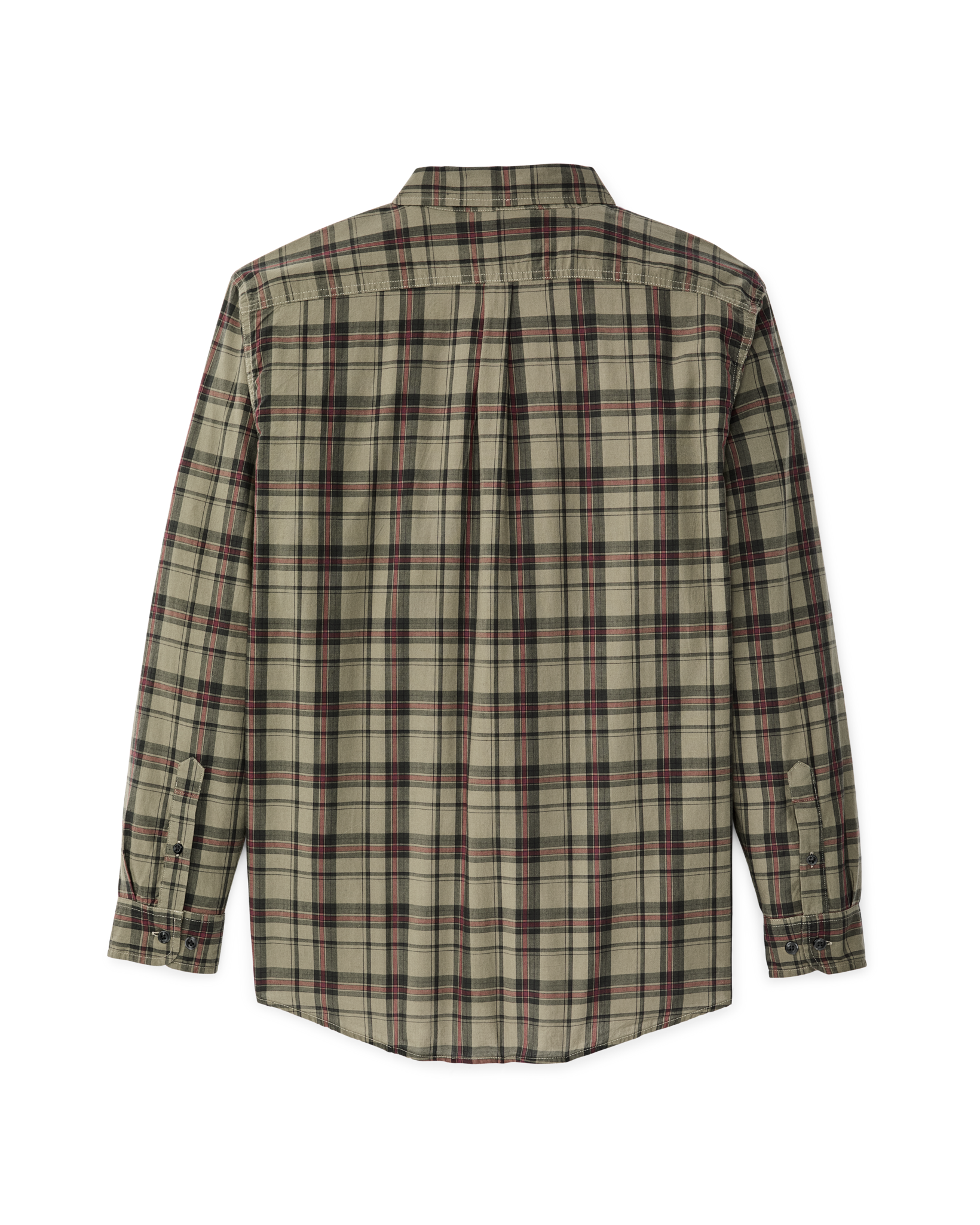 Alternative view of Madras Button-Down Shirt - Olive / Gravel Plaid