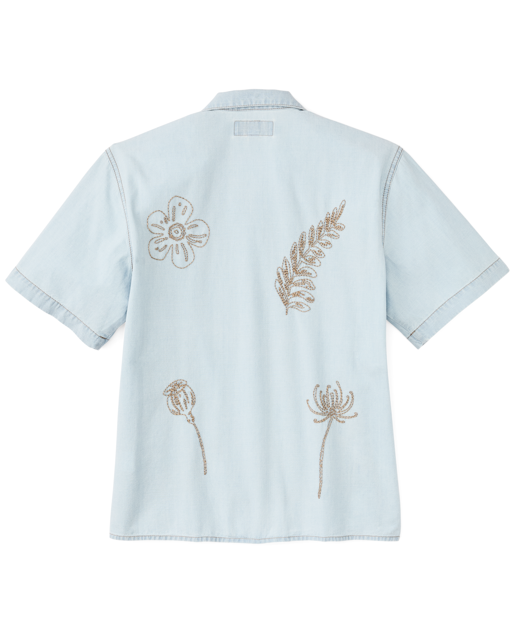 Alternative view of Women's Short Sleeve Embroidered Camp Shirt - Light Indigo Chambray