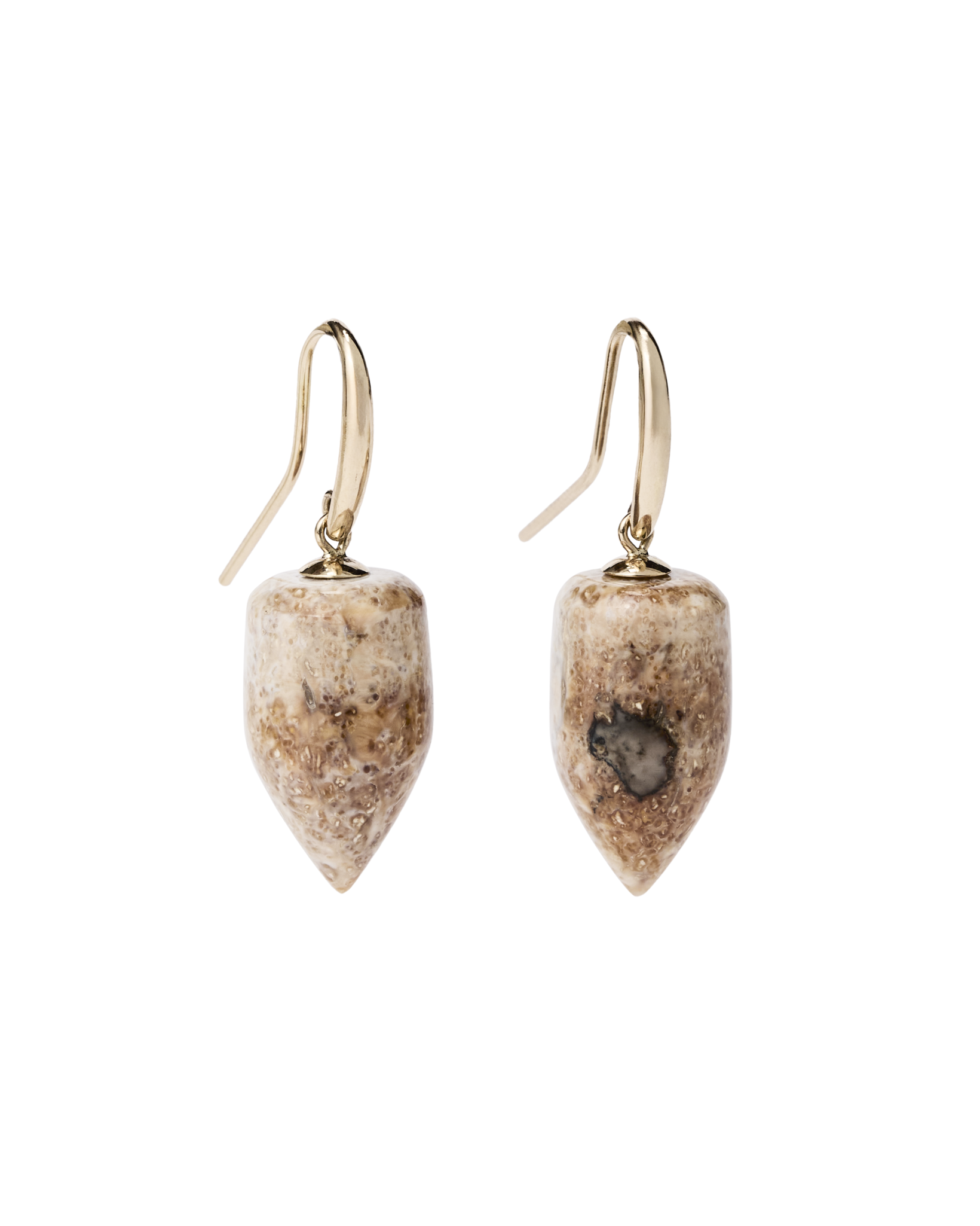 Alternative view of Ivory Jacks 14k Fossil Tusk Bullet Earrings - 14kyg