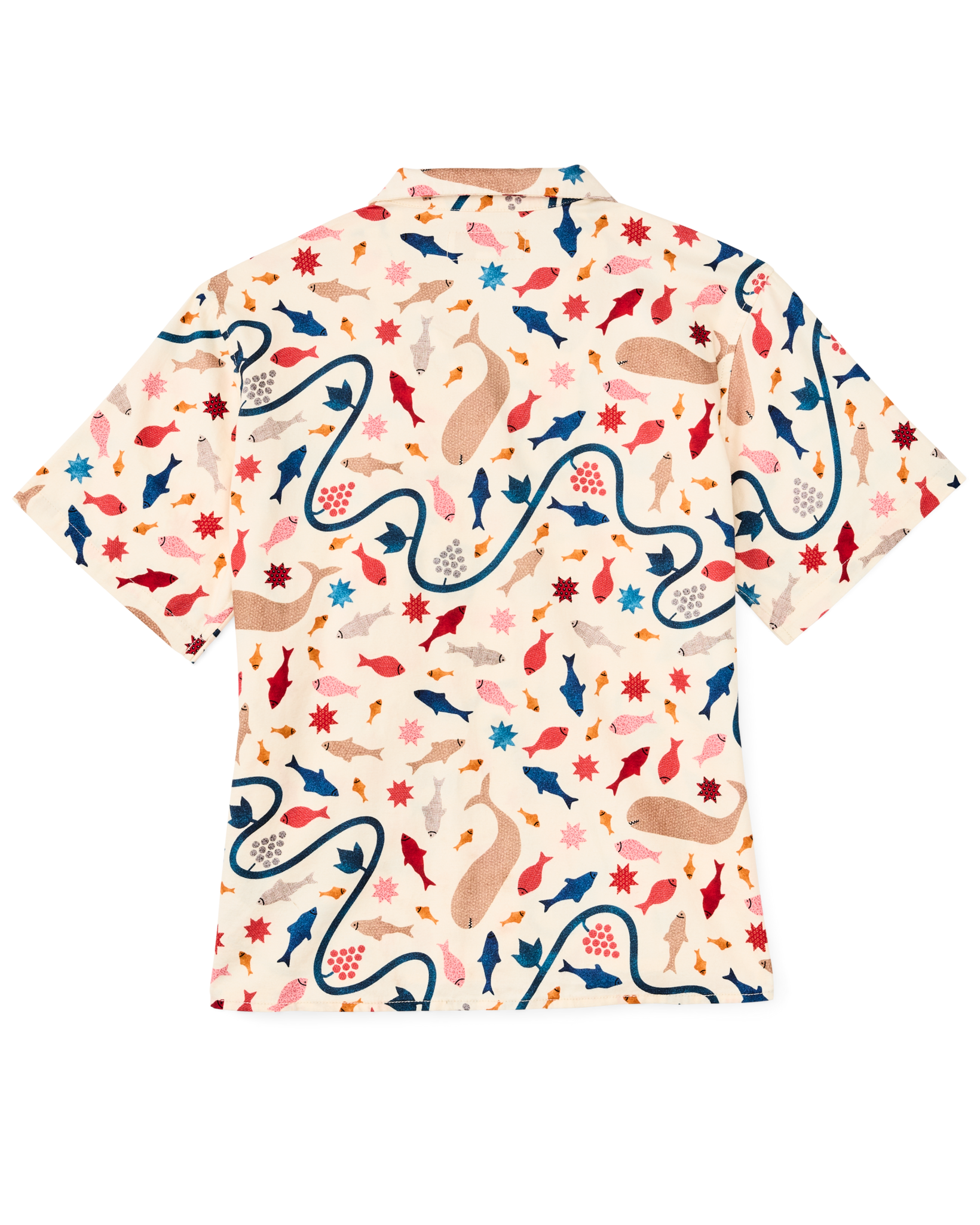 Alternative view of Women's Short Sleeve Camp Shirt - Natural / Whale Print