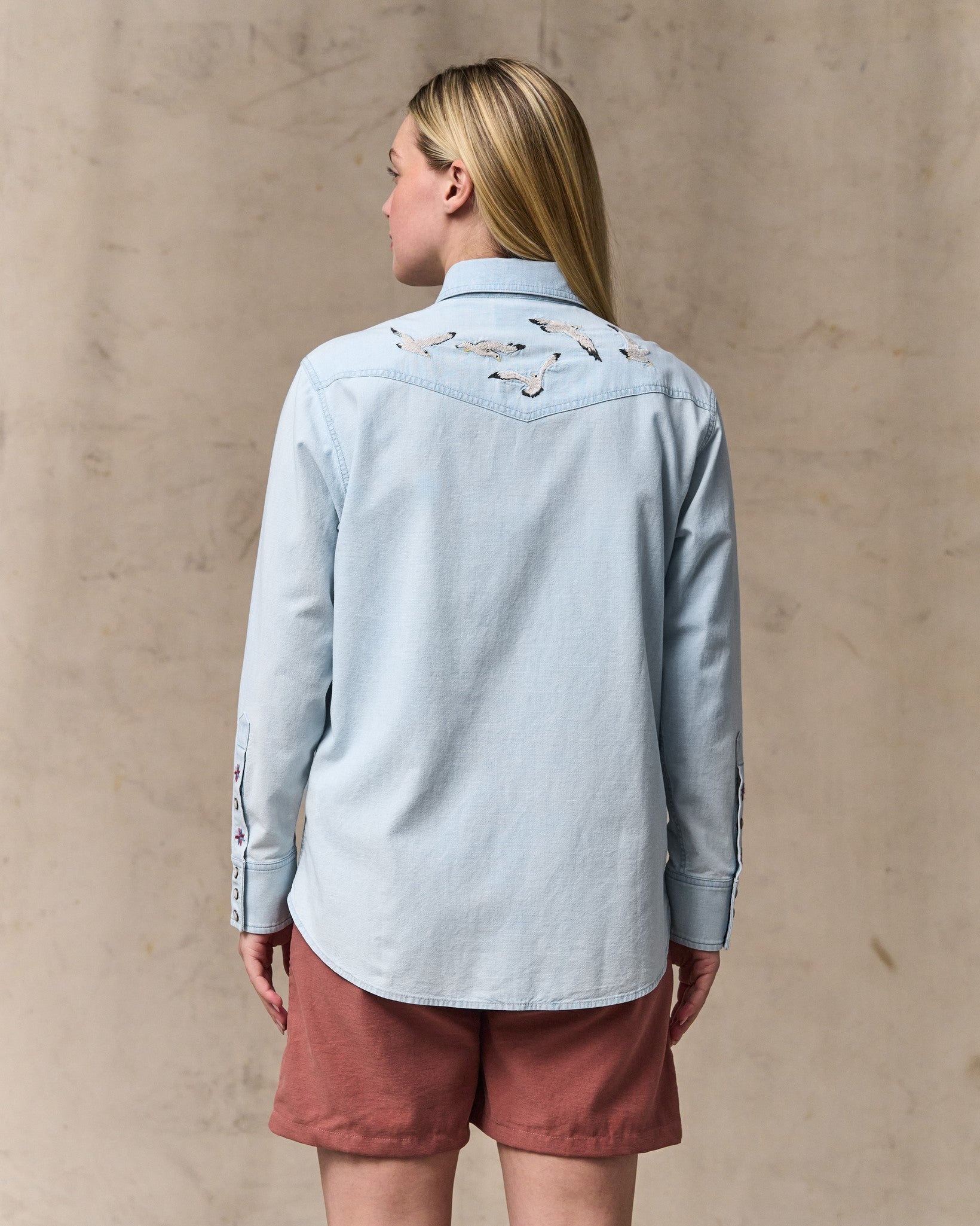 Alternative view of Women's Embroidered Western Shirt - Light Indigo