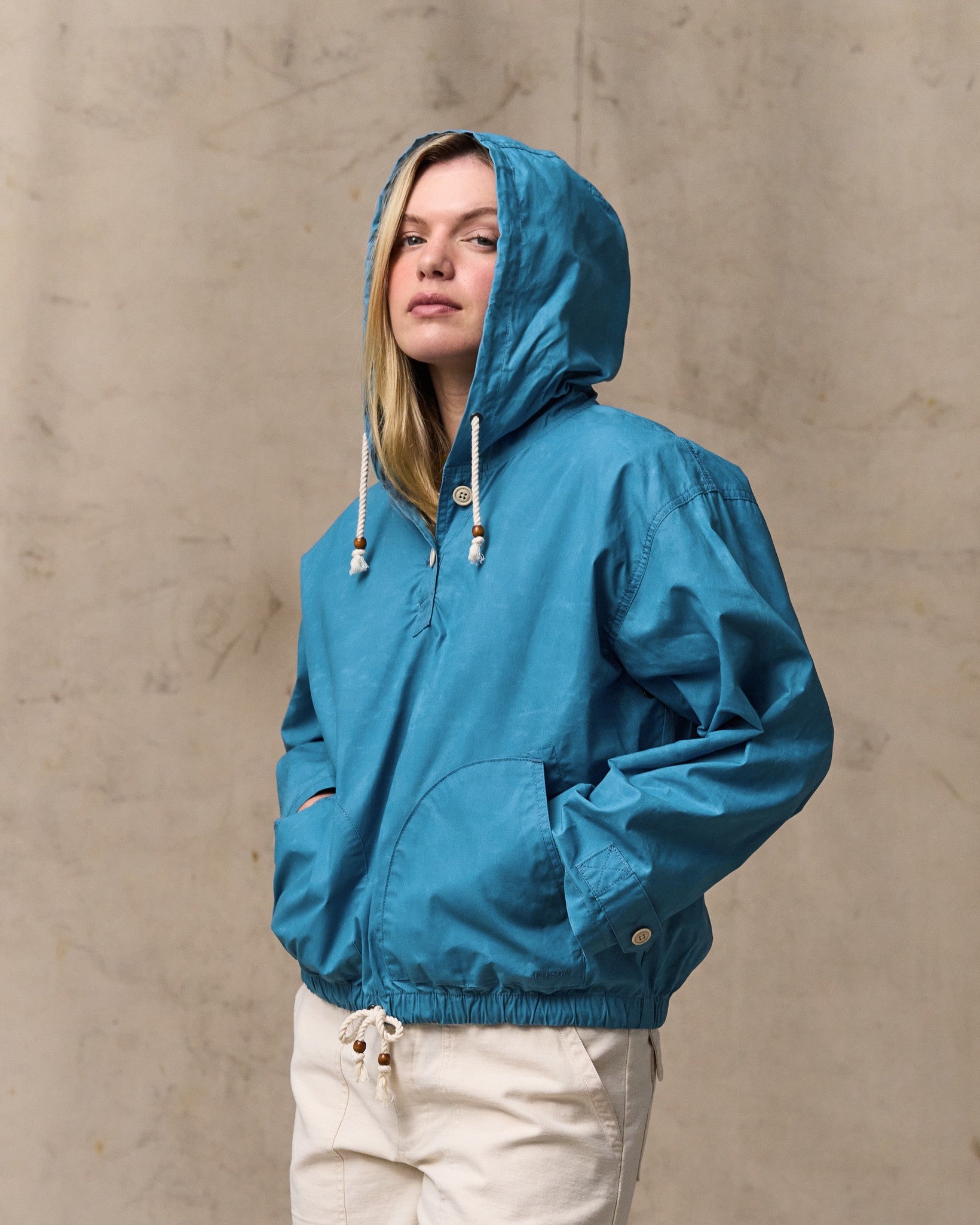 Alternative view of Women's Dry Wax Hooded Popover - Marine Blue