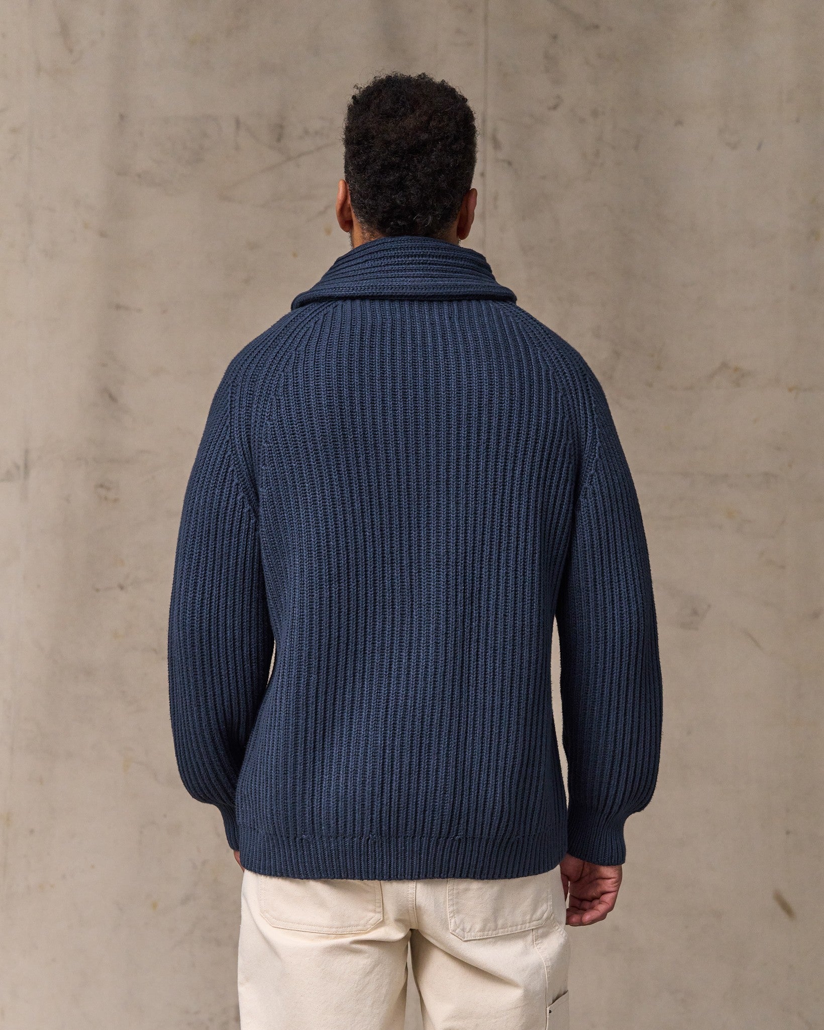 Alternative view of Fisherman Rib Cotton Cardigan - Navy
