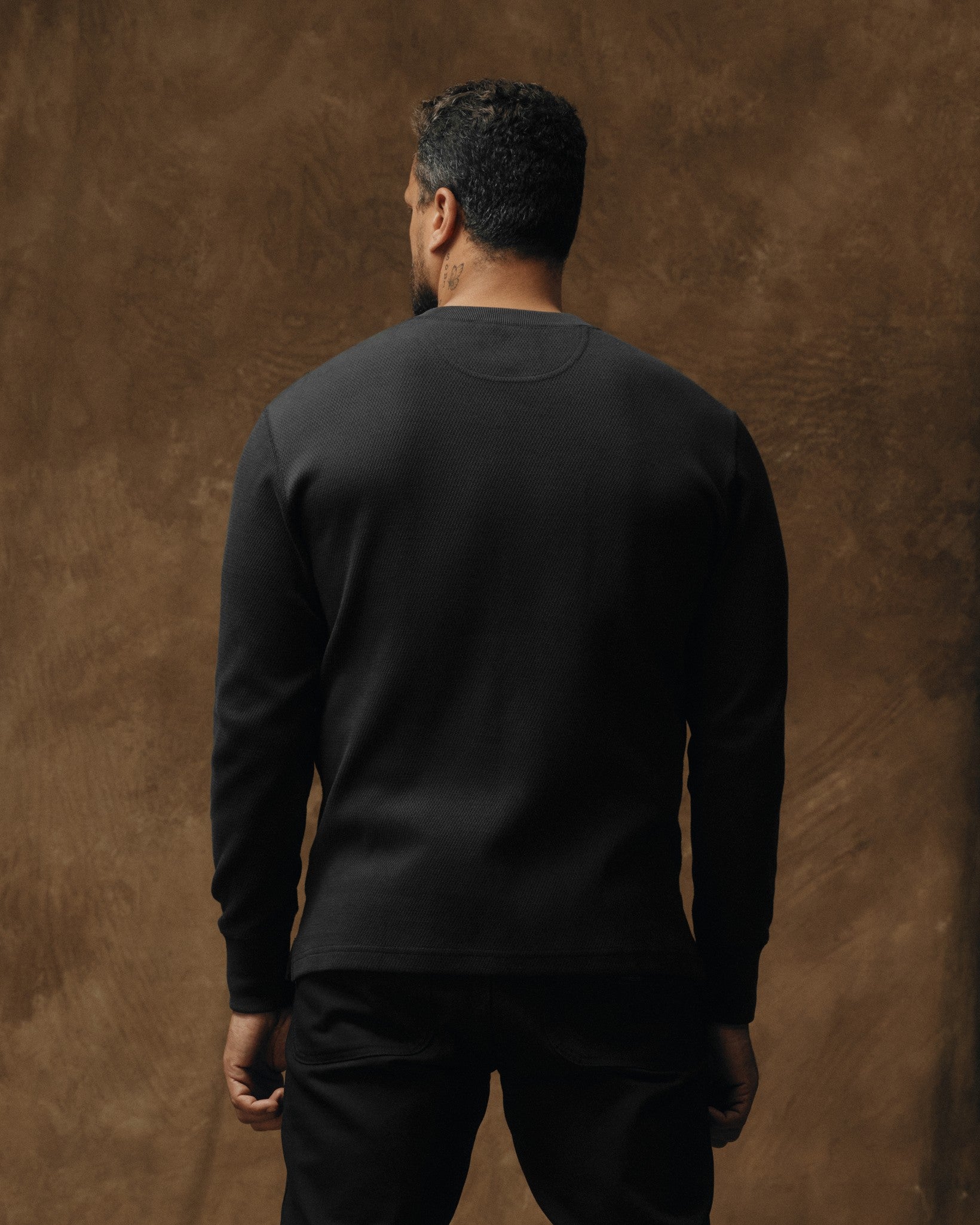 Alternative view of Waffle Knit Henley - Faded Black