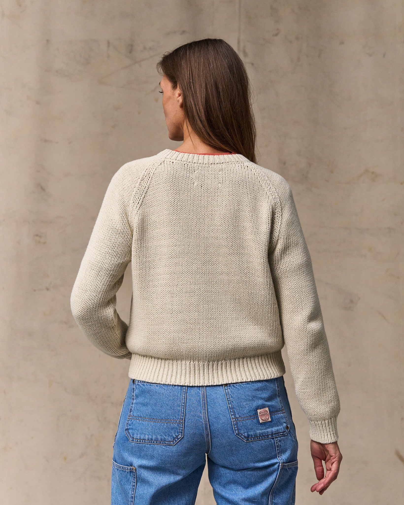Alternative view of Women's Cotton Crewneck Sweater - Natural