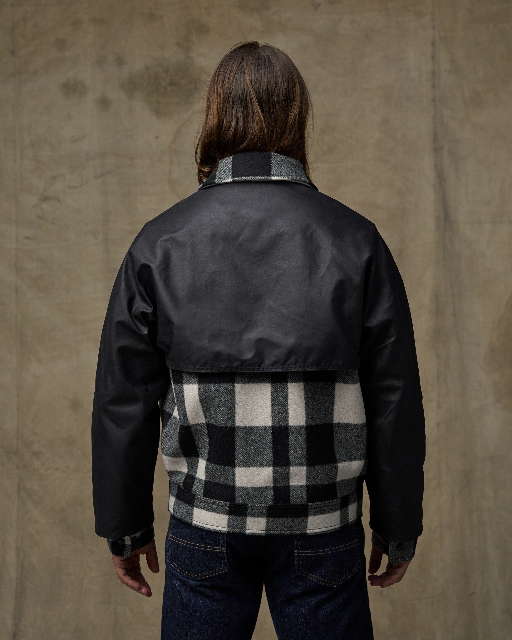 Alternative view of Mackinaw Wool Caped Jacket - Natural Black Plaid Navy