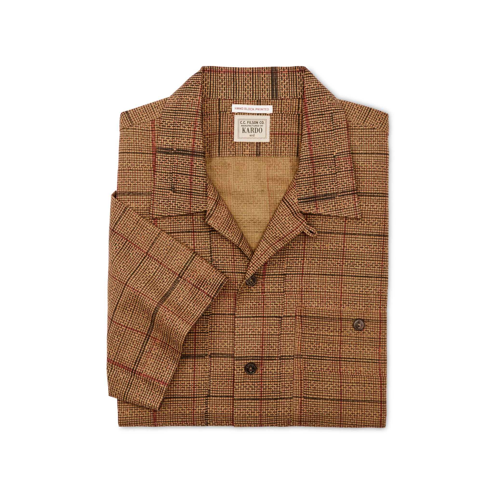 Alternative view of Handprinted Camp Shirt - Natural / Check Print