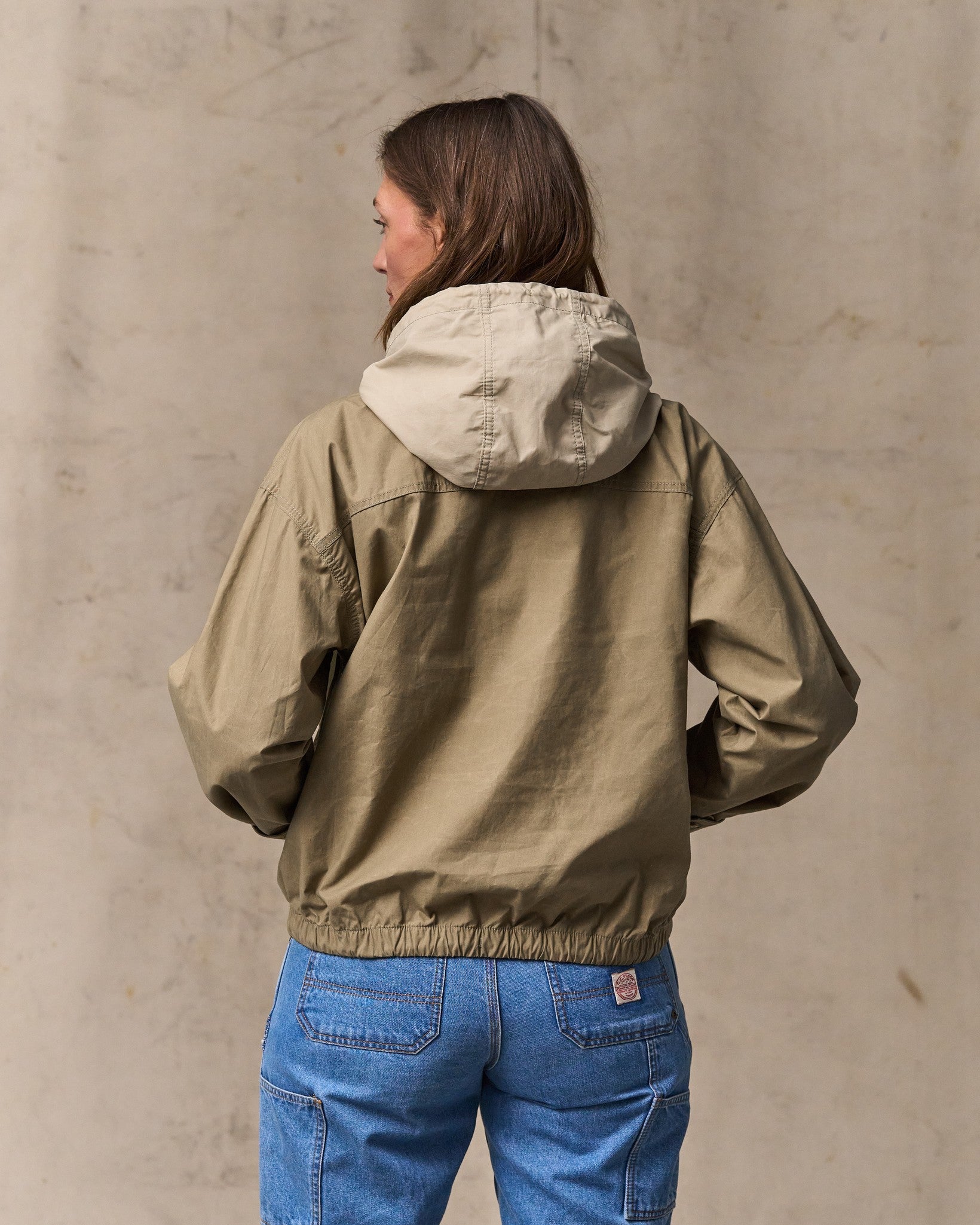 Alternative view of Women's Dry Wax Hooded Popover - Khaki / Quail Tan