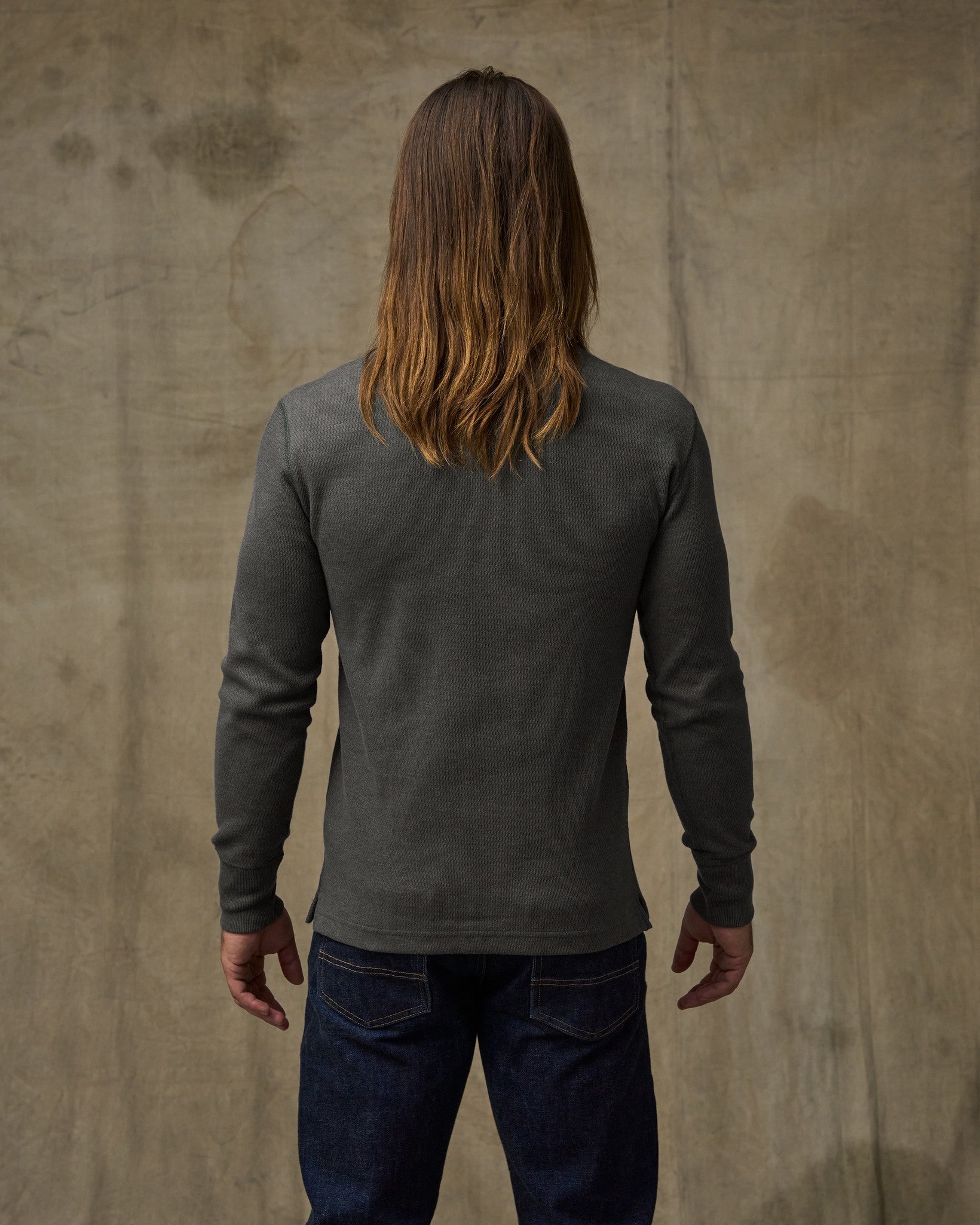 Alternative view of Waffle Knit Henley - Charcoal