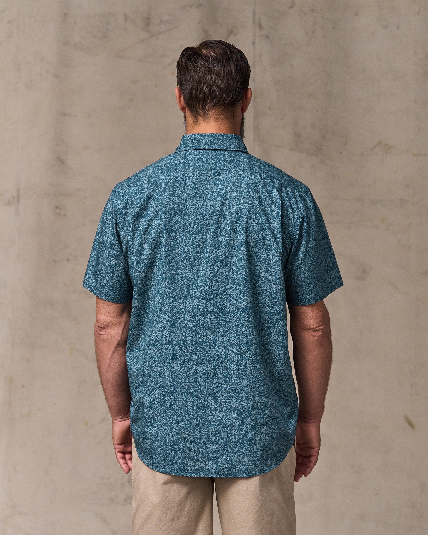 Alternative view of Washed Short Sleeve Feather Cloth Shirt - Blue Print
