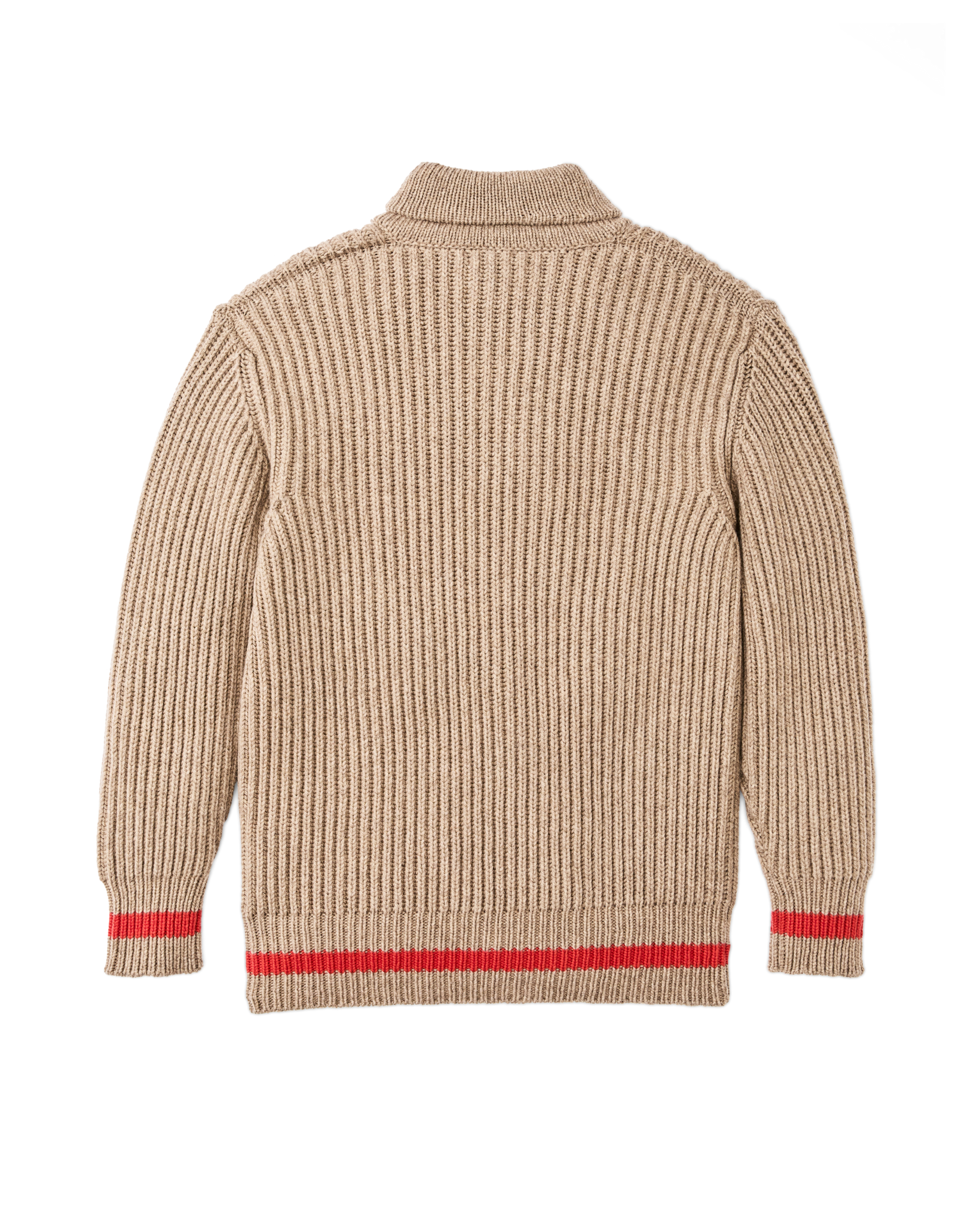 Alternative view of Bristol Shawl Neck Sweater  - Oatmeal Heather / Flame Stripe