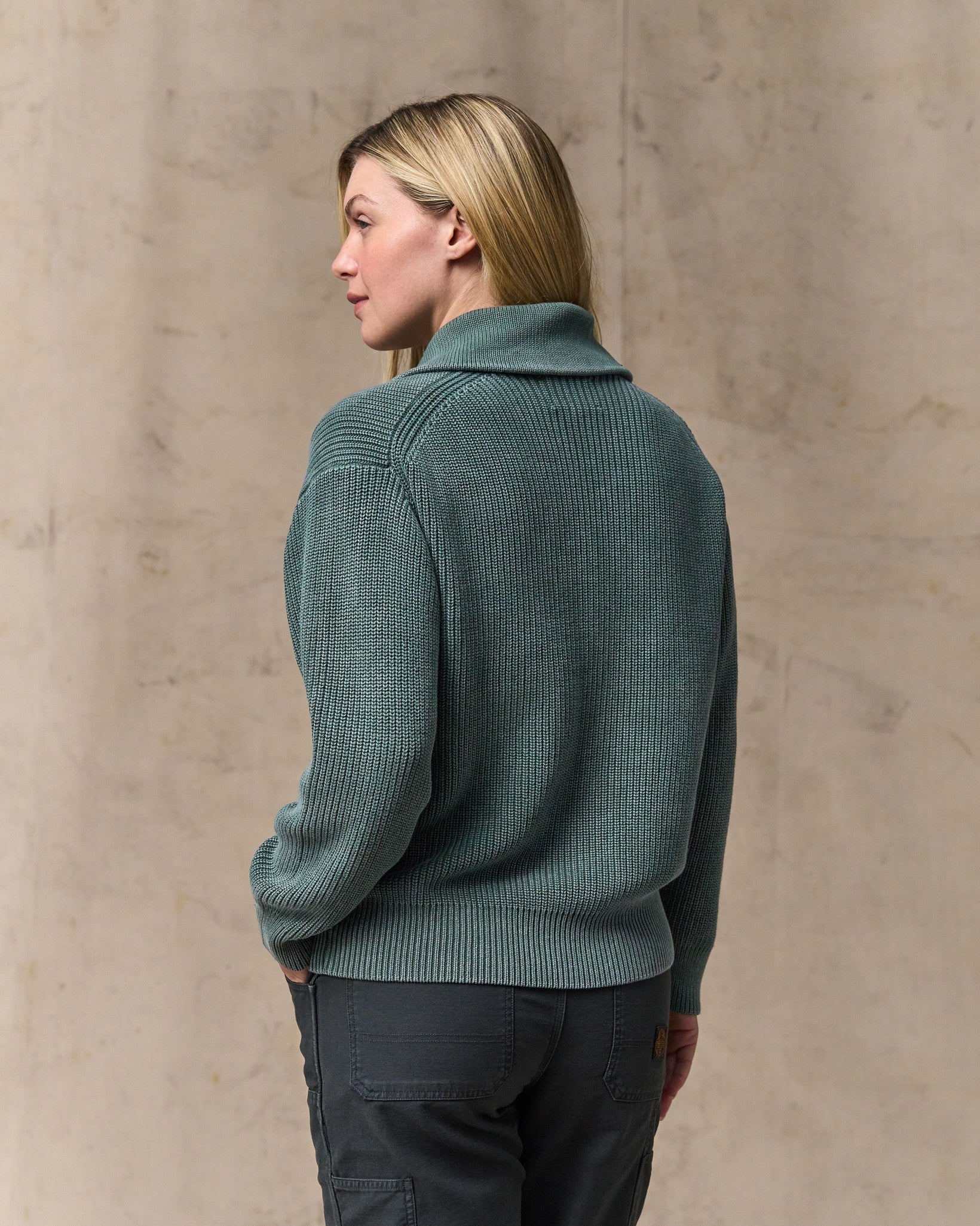 Alternative view of Women's Cotton Shawl Neck Cardigan - Juniper