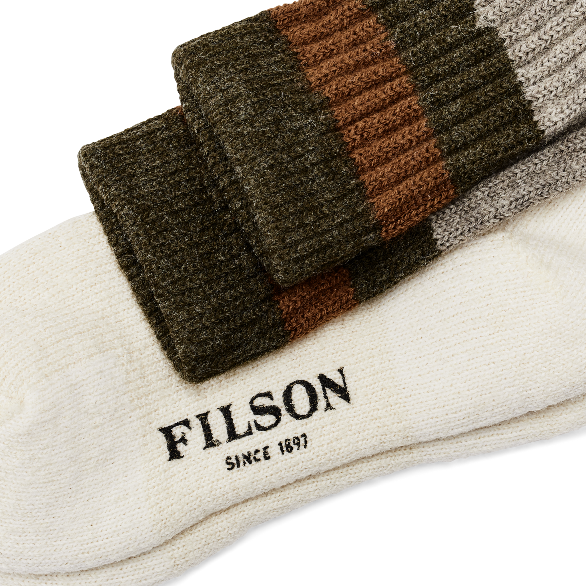 Alternative view of 1970s Logger Thermal Socks - Green Brown