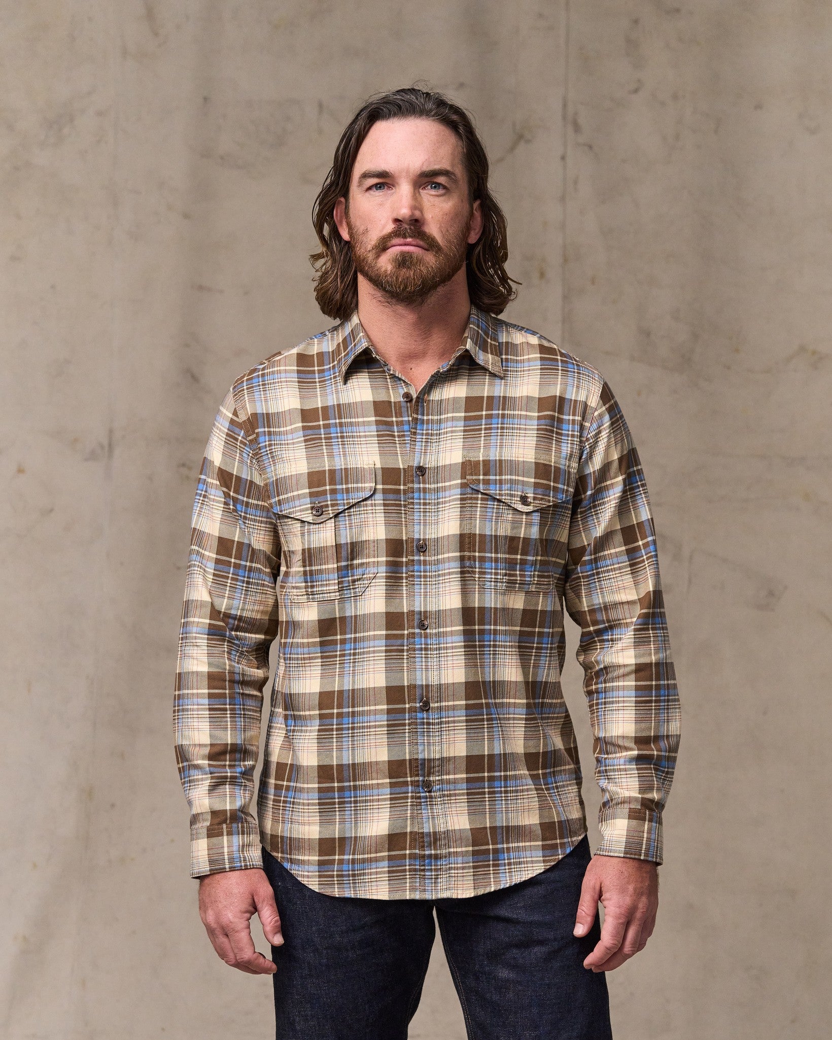 Alternative view of Lightweight Alaskan Guide Shirt - Cream / Blue / Multi Plaid