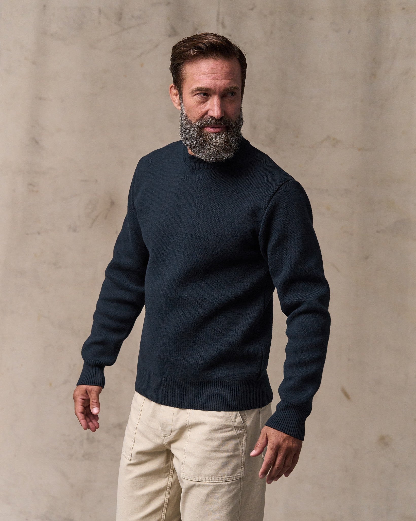 Alternative view of Cotton Crewneck Guide Sweater - Dark Navy